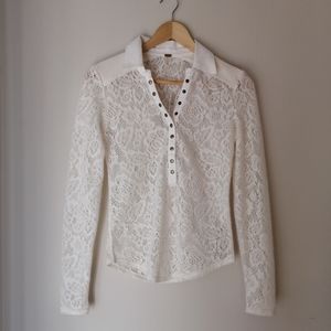 NWT Free People crochet button up top